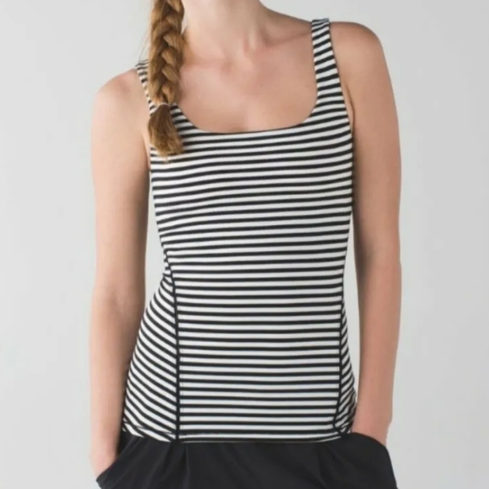 Lululemon▪️Amala Black & White Striped Tank Top